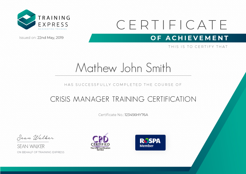 Crisis Manager Training Certification Training Express