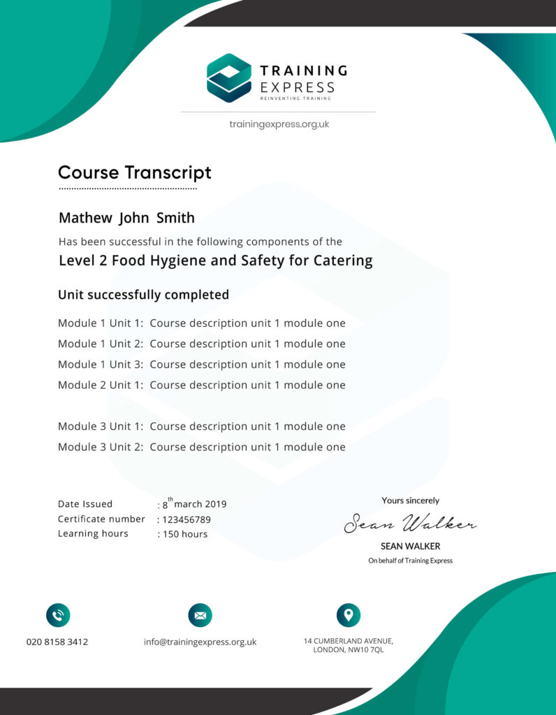 Certificate - Training Express