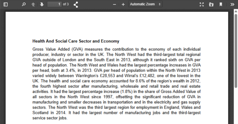 Health and Social Care Sector and Economy