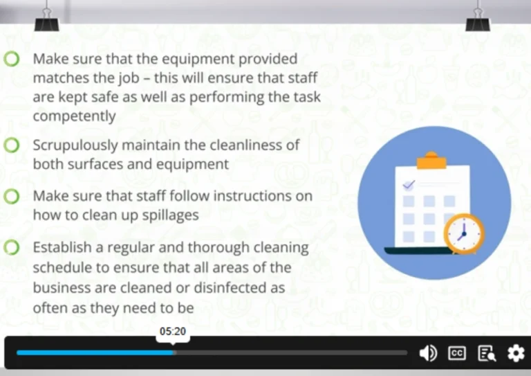 Sneak peek of Food Hygiene and Safety Level 1, 2 & 3