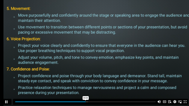 Body language and presence