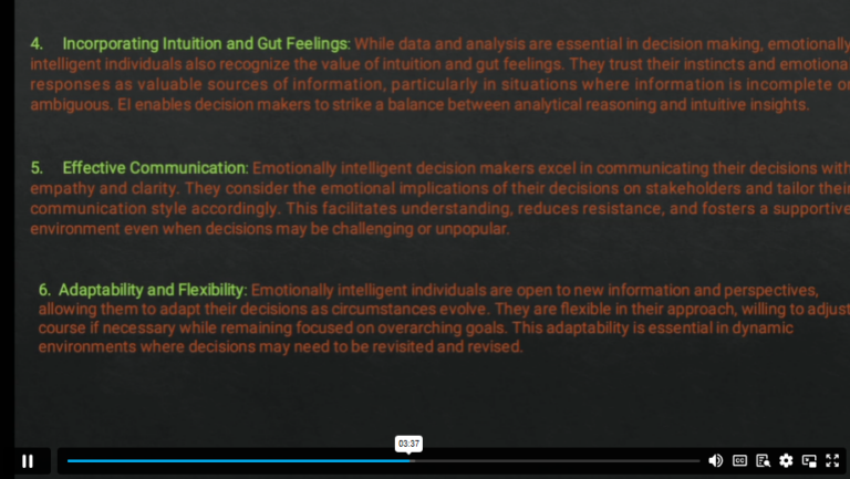 Emotional intelligence in decision making process