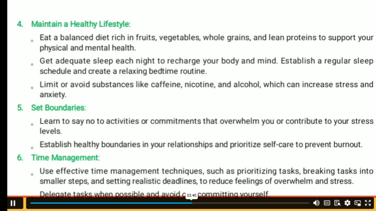 Stress management techniques