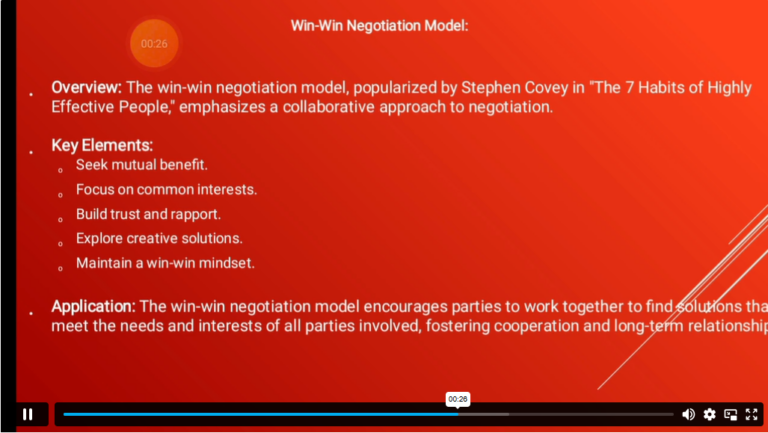 Win win negotiation model