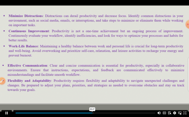 key points of introduction to productivity