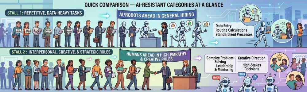 Quick Comparison — AI-Resistant Categories at a Glance