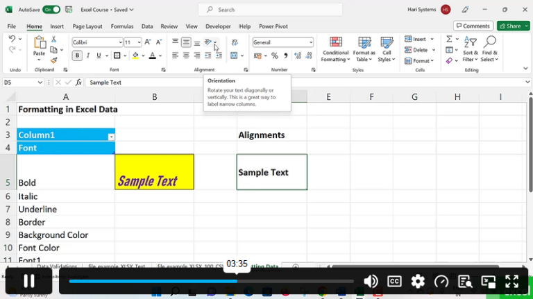 Formatting Alignment