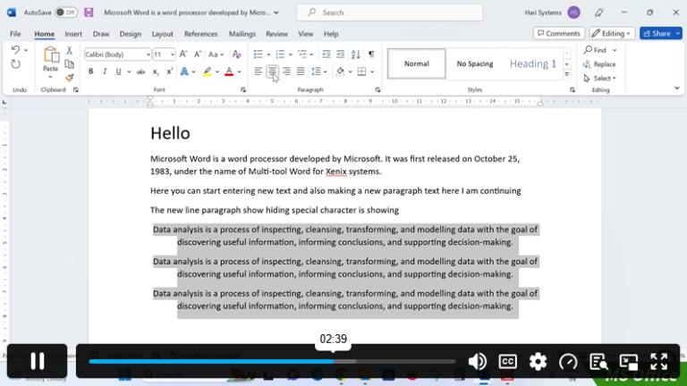 Formatting text